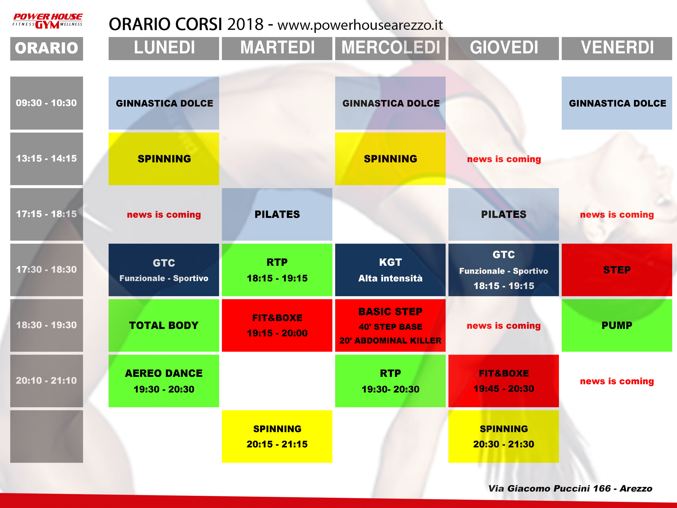 orario corsi palestra